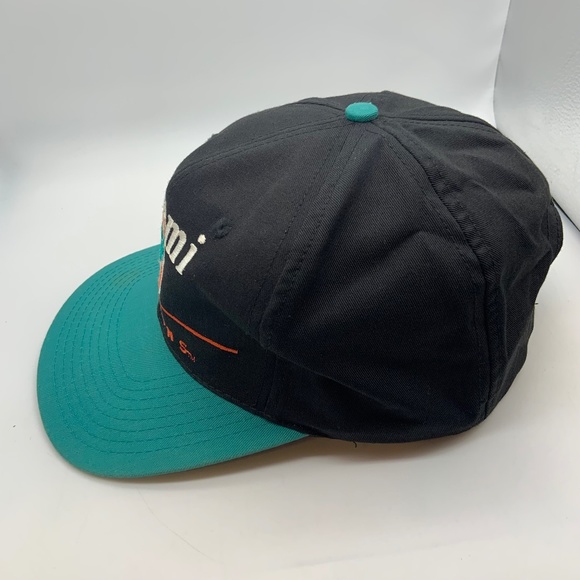 Vintage 90s Eastport Miami Dolphins Retro Logo Team NFL Snapback Hat Teal/Black - Picture 7 of 13